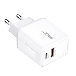 BWOO-sein&auml;laturi CDA182 QC 38W 1x USB-A + 1x USB-C valkoinen