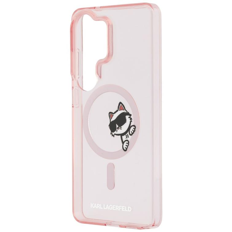 Karl Lagerfeld case IML Peekaboo Choupette MagSafe for Samsung Galaxy S26 Ultra pink