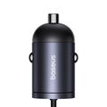 żBaseus Tiny Star Mini Car Charger (C+C Cable Included) 30W Cosmic Black
