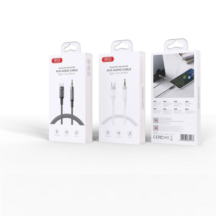 XO &auml;&auml;nikaapeli NB-R279B USB-C - 3,5 mm jack 1,0 m musta