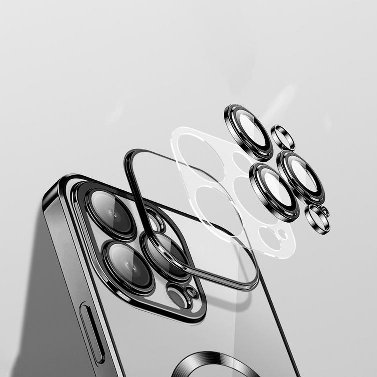 Vmax Electroplating Mag TPU -suojakuori iPhone 16 Plus 6,7":lle, musta