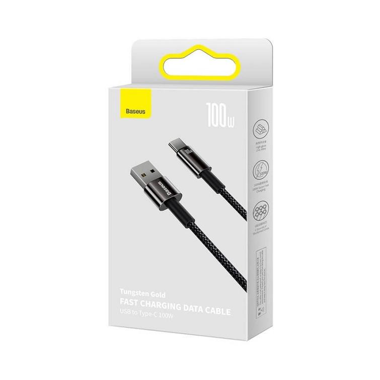 Baseus-kaapeli Volframi USB - USB-C 1,0m musta 100W