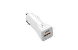 CAR CHARGER  MX KAPPA 18W PD+QC, USB-A+C  + TYPE-C/LIGHTNING CABLE 20W PD WHITE