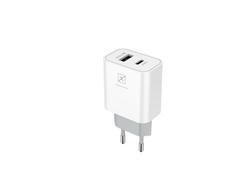 WALL CHARGER MX ALFA 20W PD+QC, USB-A+C + C/C CABLE 20W PD, WHITE