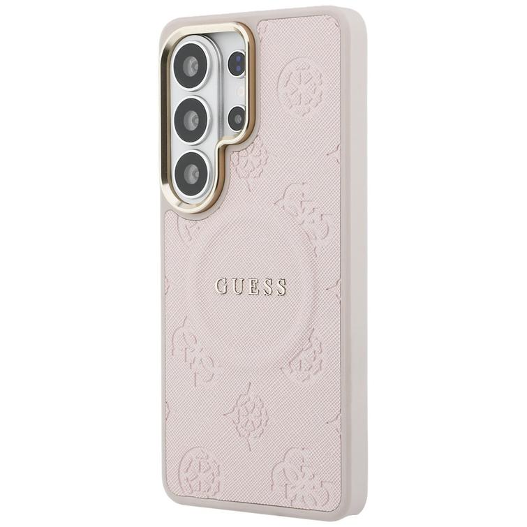 Guess case Saffiano Peony Embossed Ring MagSafe for Samsung Galaxy S26 Ultra pink