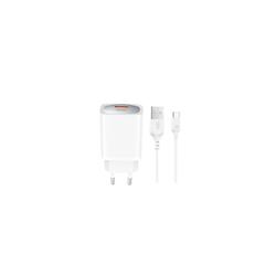XO-sein&auml;laturi CE19 QC 18W 1x USB valkoinen + microUSB-kaapeli