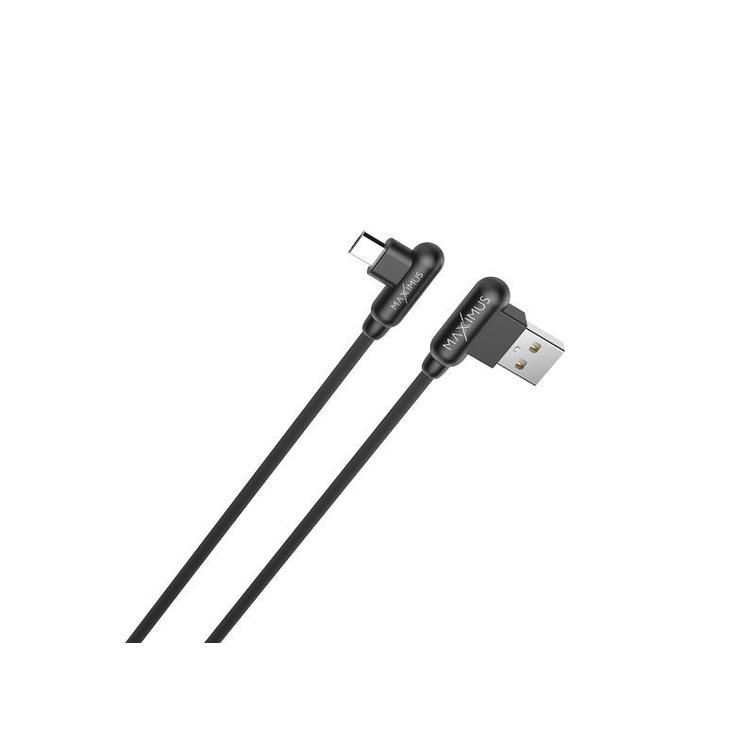 CABLE MX CORNER FAST CHARGE MICRO USB 2.4A/1M/ BLACK ANGULAR