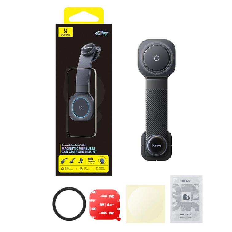 Baseus PrimeTrip C03Pro Magnetic Wireless Car Charger Mount Stick-On Type Black