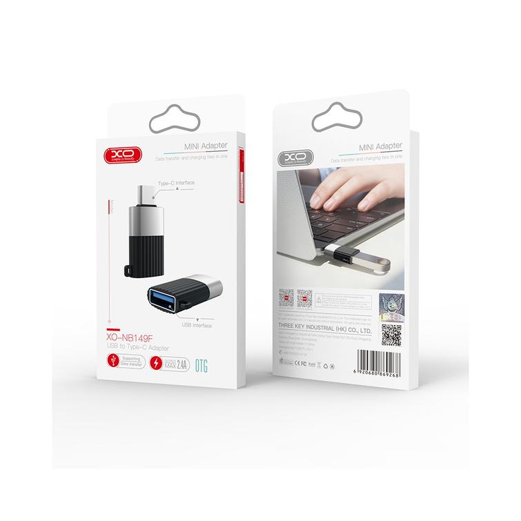 XO-sovitin NB149-F USB - USB-C musta OTG