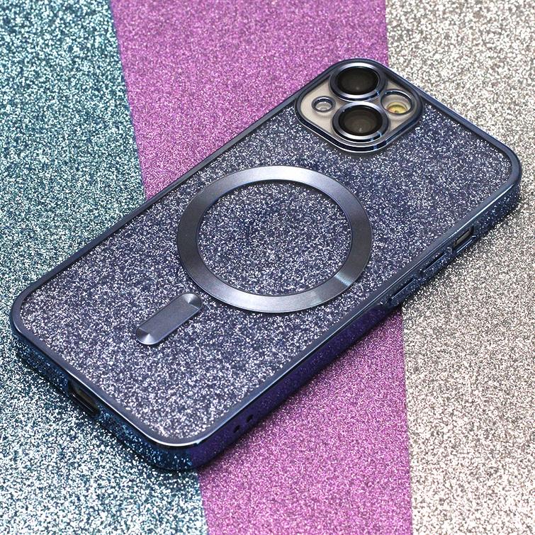 Glitter Chrome Mag -suojakuori iPhone 15 Plus 6,7":lle, sininen