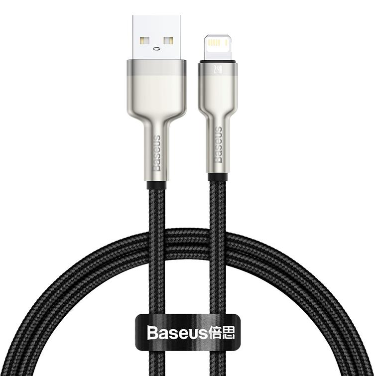 Baseus Cafule Metal USB-Lightning-kaapeli 0,25 m 2,4A musta