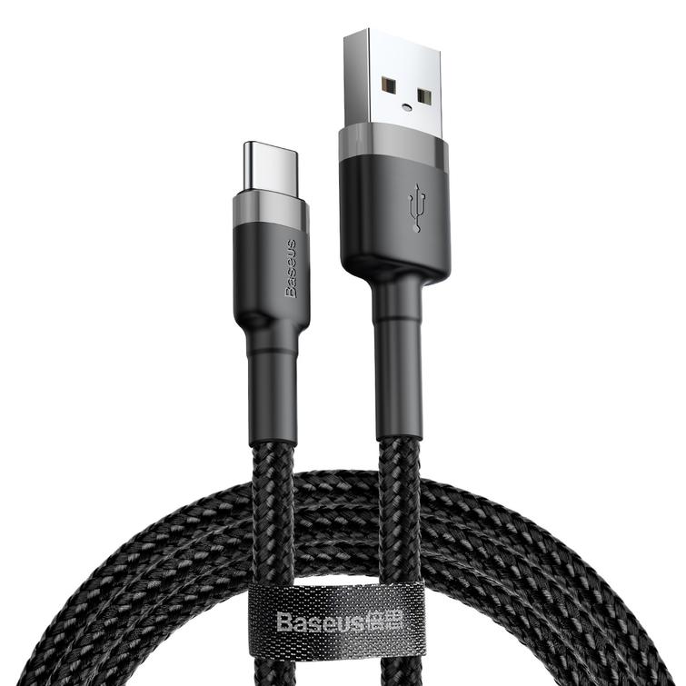 Baseus-kaapeli Cafule USB - USB-C 0,5 m 3A harmaanmusta