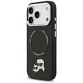 Karl Lagerfeld -kotelo, Magsafe PU -kotelo, jossa Karl&Choupette-p&auml;&auml;t, nastat, logo ja metalliset kamerapainikkeet iPhone 17 Prolle, musta