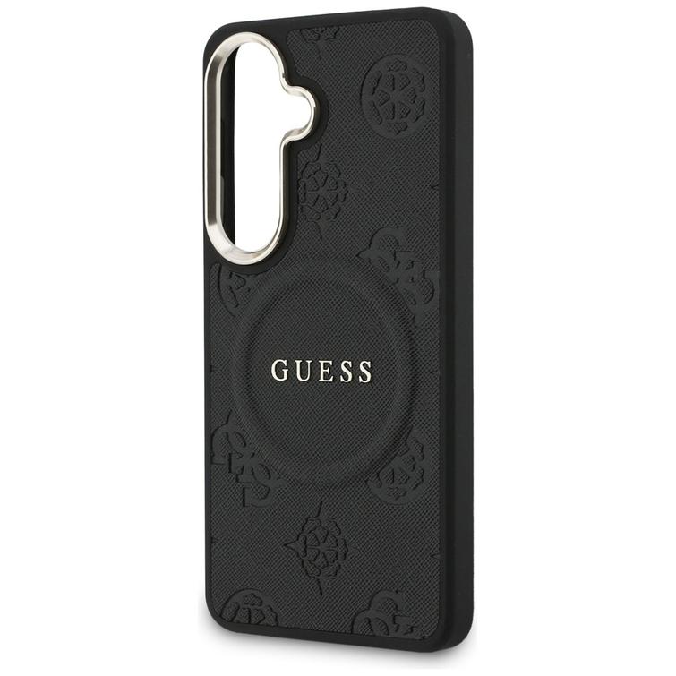 Guess case Saffiano Peony Embossed Ring MagSafe for Samsung Galaxy S26 Plus black