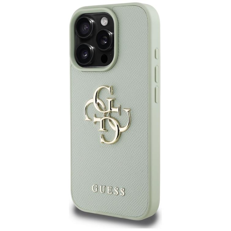 Guess Hardcase PU Grained Big 4G and Classic Logo -suojakuori iPhone 16 Pro 6,3":lle, vihre&auml;
