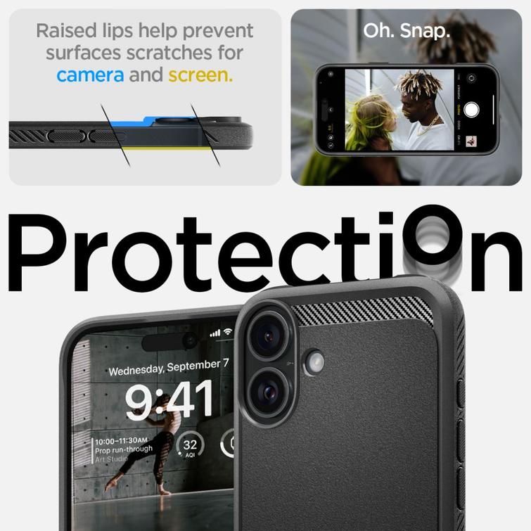 Spigen Rugged Armor Mag Magsafe -suojakuori iPhone 16 6,1":lle mattamusta