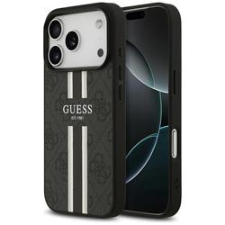Guess 4G Printed Stripes MagSafe -suojakuori iPhone 17 Prolle, musta