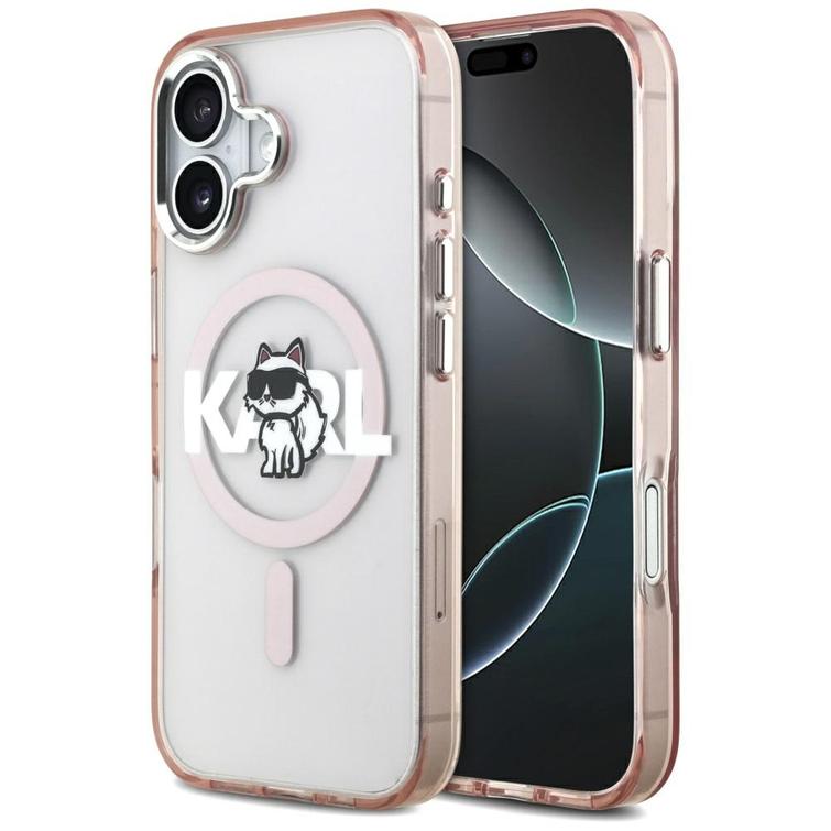 Karl Lagerfeld suojakuori iPhone 17 6,1" IML Choupette Sketch Logo MagSafe vaaleanpunainen