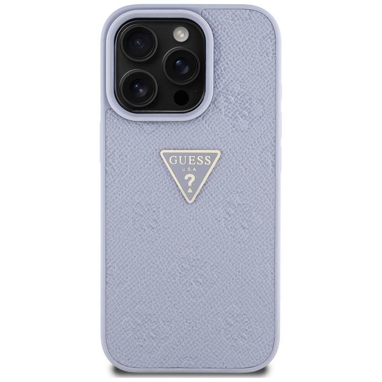 Guess Hardcase PU Grained Hot Stamp 4G Triangle Metal -suojakuori iPhone 16 Pro Maxille 6,9" violetti