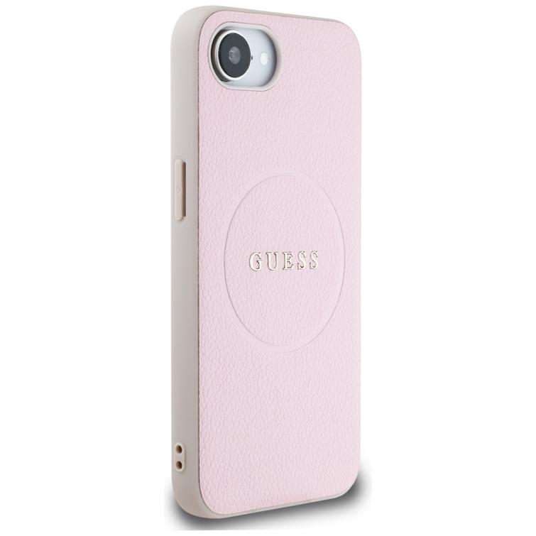Guess HC MagSafe PU -kuvioitu kultainen rengaskuori iPhone 16e:lle, pinkki