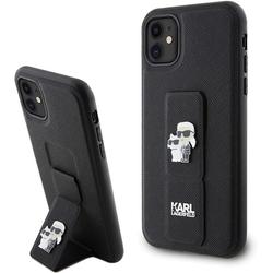 Karl Lagerfeld iPhone 11 -suojakuori KLHCN61GSAKCPK musta HC GRIPSTAND SAFFIANO KC PINS