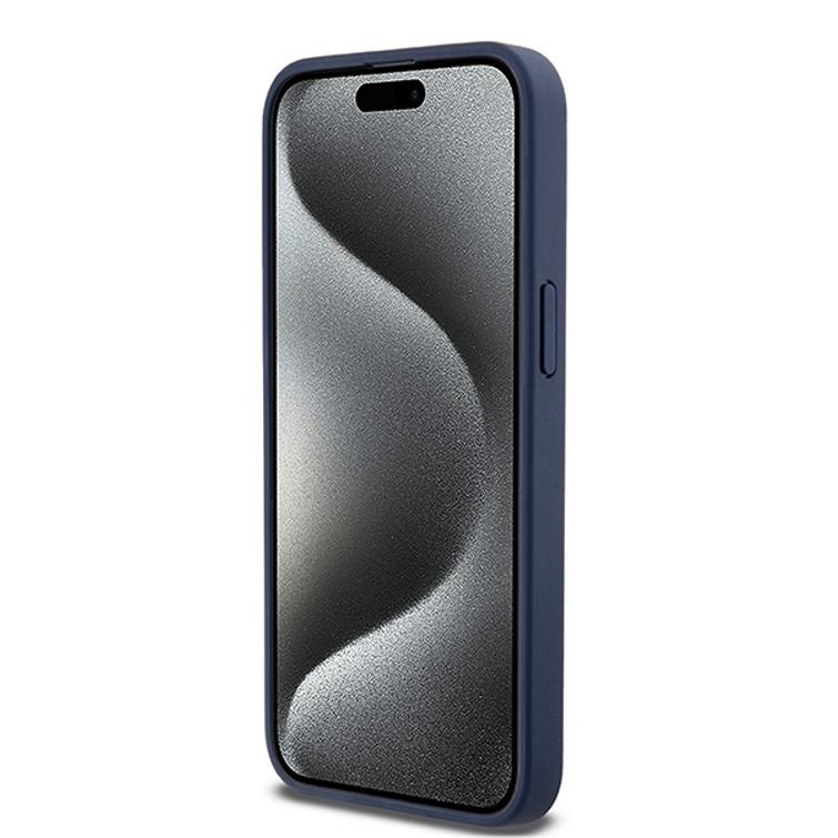 DKNY iPhone 15 Pro Max 6,7" -puhelimen suojakuori DKHCP15XPRTHSLB, musta, HC Magsafe -kuvioitu pu-suojakuori pinotulla logolla.