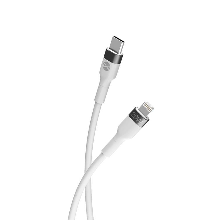 Forever Joustava USB-C - Lightning-kaapeli 1,0 m 20W valkoinen