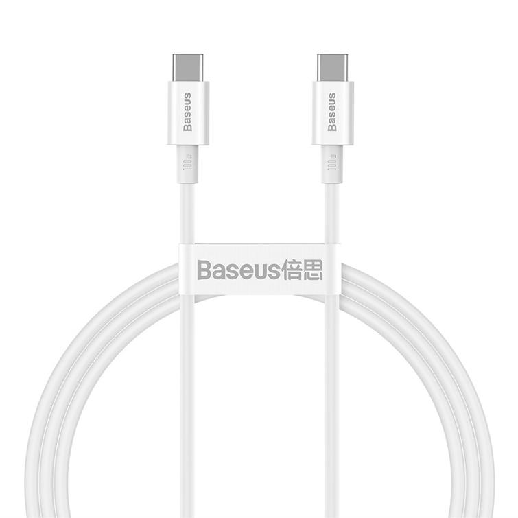 Baseus-kaapeli Superior PD USB-C - USB-C 1,0m valkoinen 100W