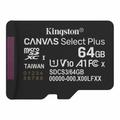 Kingstonin muistikortti 64GB SDXC Canvas Select Plus Gen3 100MB/s C10 UHS-I U1 V10