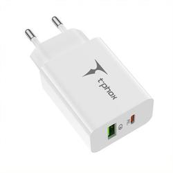WALL CHARGER T-PHOX SPEEDY USB-C 20W + USB 18W QC 3.0 WHITE