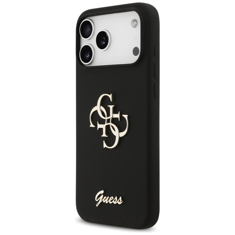 Guess Silicone Big 4G Script case for iPhone 17 Pro Max black