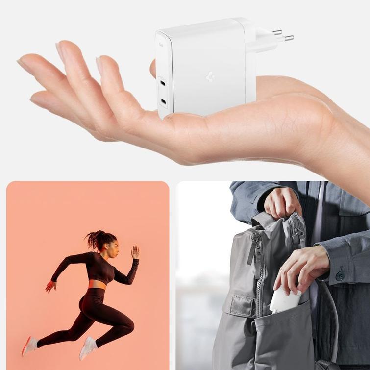 Spigen ArcStation Pro GaN-1402 2-porttinen 140W seinälaturi, valkoinen