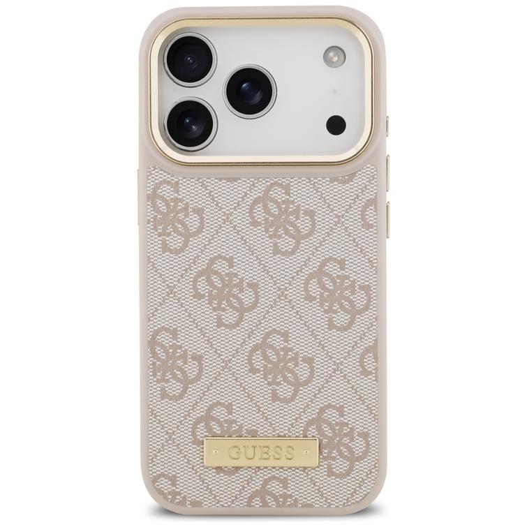 Guess 4G Logo Plate MagSafe case for iPhone 17 Pro pink