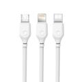 XO-kaapeli NB103 3in1 USB - Lightning + USB-C + microUSB 1,0 m 2,1A valkoinen