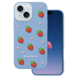 Strawberry case for iPhone 13 / 14 / 15 6,1" blue