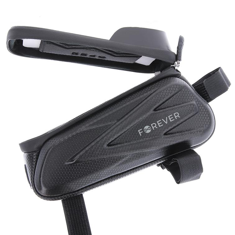 Vedenpitävä pyörän runkolaukku kuorisivuilla ja puhelinpidikkeellä Forever Outdoor musta