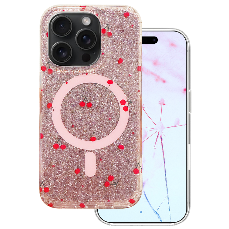 Cherry Mag case for iPhone 16 Pro 6,3" glitter