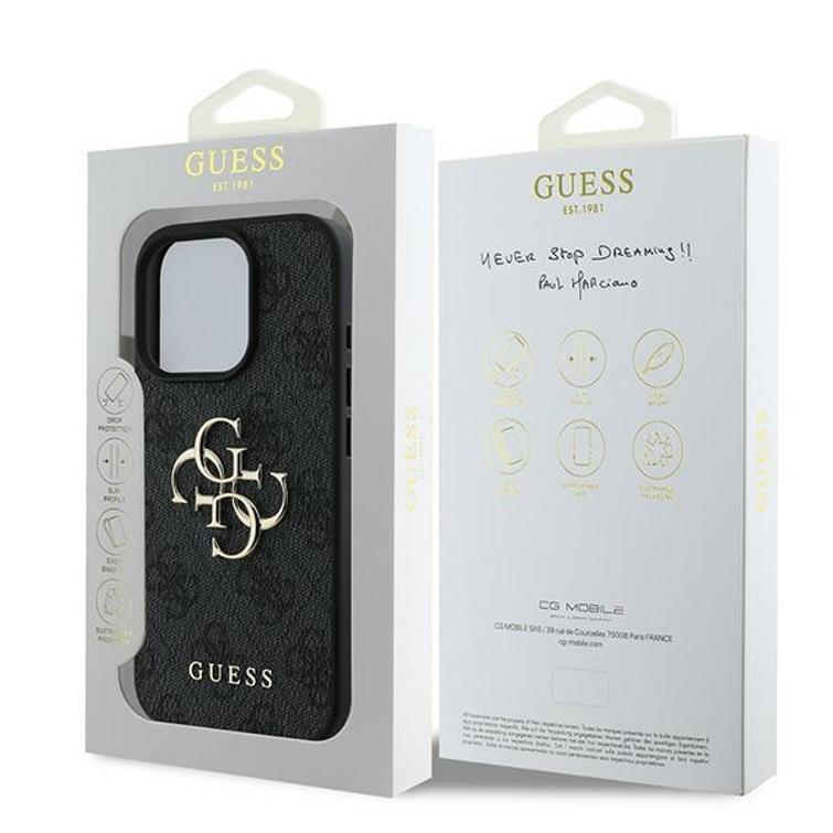 Guess iPhone 16 Pro 6,3" suojakuori GUHCP16L4GMGGR 4G:lle, iso logo, musta