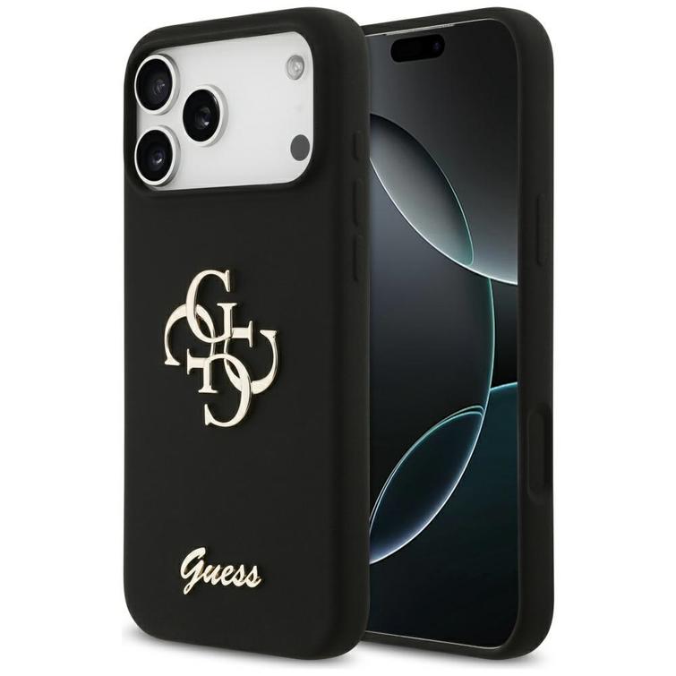Guess Silicone Big 4G Script case for iPhone 17 Pro Max black