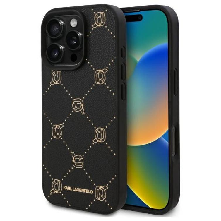 Karl Lagerfeld -suojakuori iPhone 16 Pro Max 6,9":lle KLHMP16XPGKHPHK musta Kova Karl Head MagSafe -suojakuori