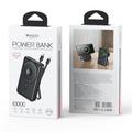 YESIDO POWERBANK YP72 10000MAH 22.5W USB-A+C + CABLE USB-C+IP, BLACK