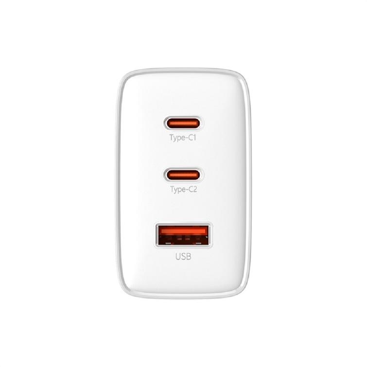 Baseus-sein&auml;laturi Cube Pro PD 65W 2x USB-C 1x USB valkoinen