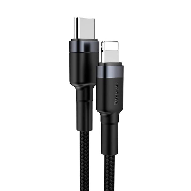 Baseus Cafule PD USB-C - Lightning-kaapeli 1,0 m harmaanmusta 18W