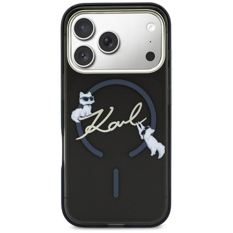 Karl Lagerfeld suojakuori iPhone 17 Pro 6,3" IML Choupettes Karl Script Logo MagSafe musta