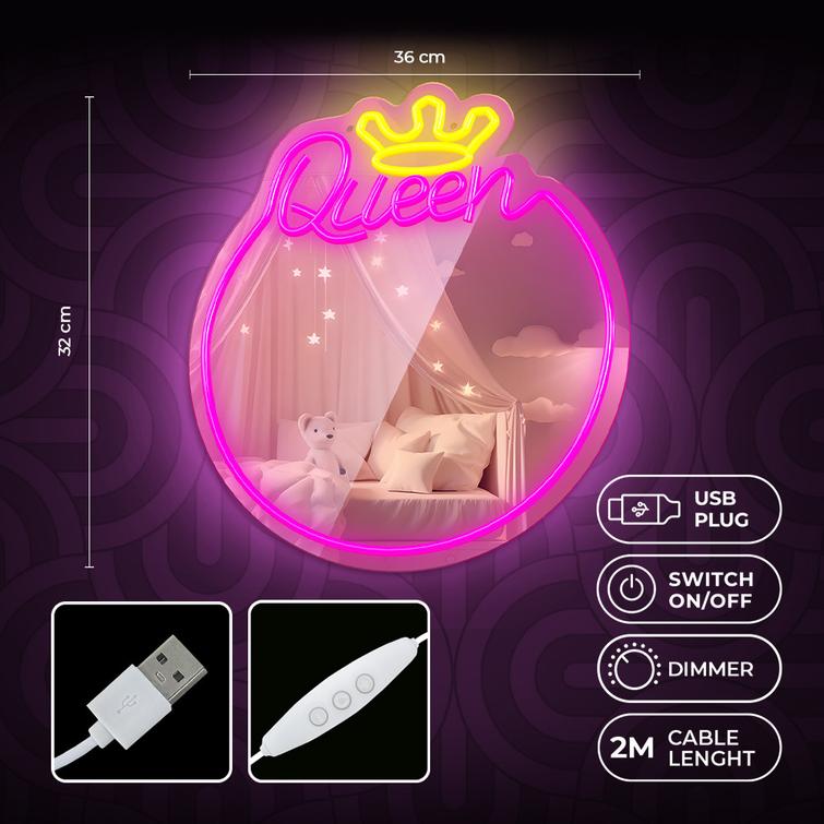Neonpeili LED Queen lämmin valkoinen pinkki FMNE04 Forever Light