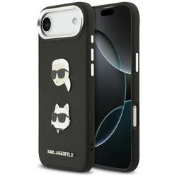 Karl Lagerfeld FW Grained Karl & Choupette Heads Pins & Logo -suojakuori iPhone Airille, musta