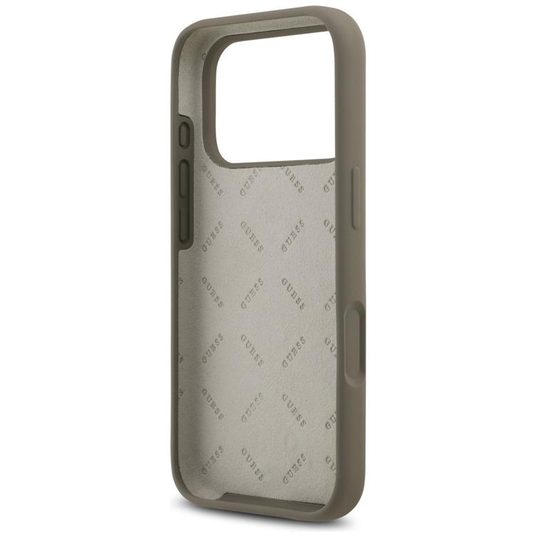 Guess Silicone Big 4G Script case for iPhone 17 Pro brown