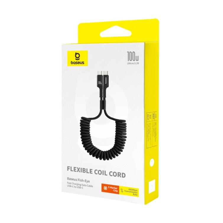 Baseus Fish-Eye Pikalatausdatakaapeli USB-C - USB-C 100W 1m Cluster Musta