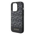 Guess iPhone 14 Pro Max 6,7" suojakuori GUHMP15XHGCFSEK musta HC MAGSAFE GCUBE PU STRIPE