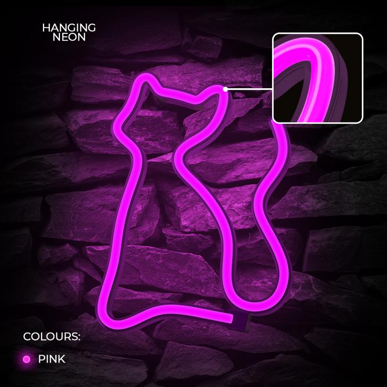 Neon LED-valo CAT pinkki Lepakko + USB FLNE04 Forever Light
